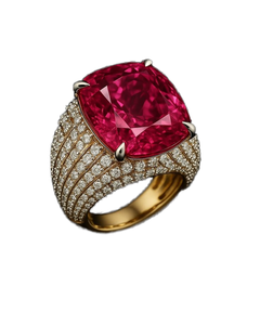 Anillo de Lujo con Rubí Natural, Chapado en Oro de 14K/Platino/Oro Rosa, Corte Cojín, Banda Eterna, Regalo de Compromiso, Boda o Aniversario - Product Image 1