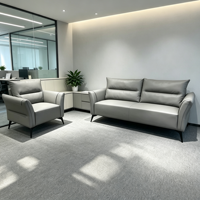 Ensemble de canapés de bureau modernes en cuir gris, canapé d'accueil pour hall de bureau, mobilier commercial, canapé pour visiteurs de bureau