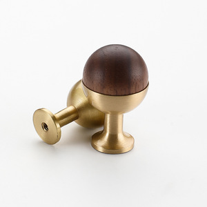 French Style <b>Walnut</b> <b>Cabinet</b> Handle Brass Round Drawer Knob Single Hole Durable Furniture Hardware - Product Image 2
