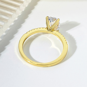 Bague de fiançailles ovale en zircone cubique, en laiton rhodié, classique, pour femme, avec sertissage à griffes - Product Image 6