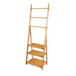 Organizador de <span class=keywords><strong>baño</strong></span>, estantes de <span class=keywords><strong>escalera</strong></span>, toalleros independientes, toallero de bambú con estantes de almacenamiento - Product Image 2