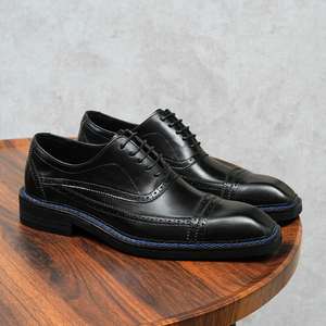 Leisure Business 2025 New Model Best-selling Genuine Leather Handmade Square-Toe Lace-up <b>Height</b> <b>Increasing</b> Men's Dress <b>Shoes</b> - Product Image 1