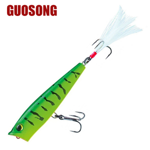 Topwater 65mm 7g <span class=keywords><strong>Rush</strong></span> Popper Señuelos de Pesca de Mar Cebo artificial con anzuelos de plumas Wobbler Señuelo de ojos 3D para atún bajo - Product Image 5