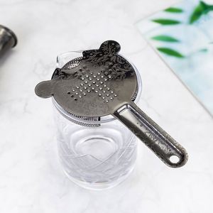 Passoire à cocktail Hawthorne en acier inoxydable 304 gravée de motifs floraux noirs, accessoires de bar pour barman - Product Image 2