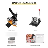 Kit de machine à badges carrés DIY personnalisés 50x50mm (2x2 pouces) – Machine manuelle à pression rotative pour la fabrication d'aimants de réfrigérateur et de boutons métalliques
