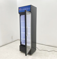 Réfrigérateur-congélateur vertical commercial avec porte vitrée à refroidissement par air, réfrigérateur de présentation pour boissons gazeuses, pour usage hôtelier
