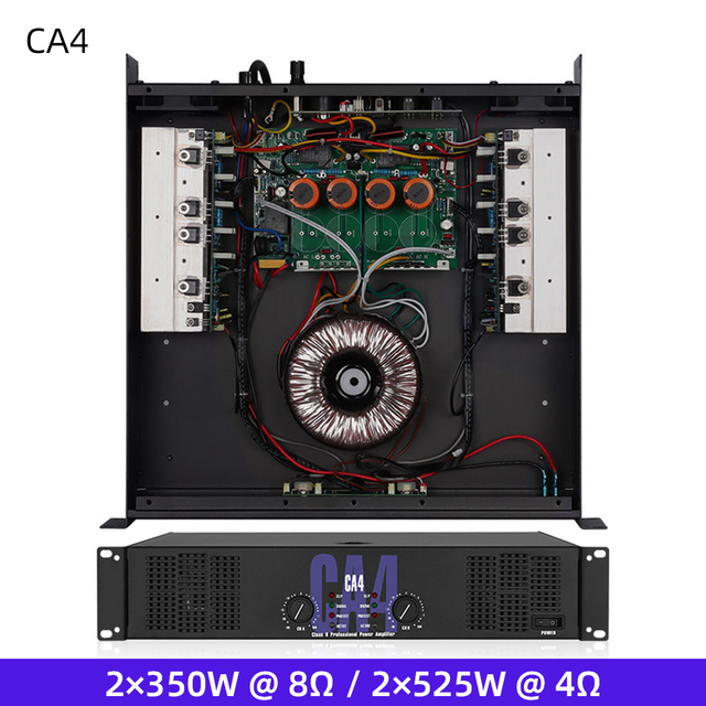 CA4 2 Channel Class H Professional Power Amplifier 350W at 8 Ohm 525W at 4 Ohm 2U Rack Mount Amp for Stage PA Live Sound