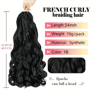 Boucles françaises de 24 pouces Grandes boucles Tressage Extensions de cheveux Fibre haute température Vague lâche Crochet Style africain Big Wave - Product Image 3