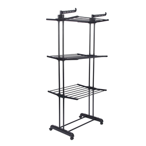SANIPRO Vente en gros d'usine Étagères de rangement pliables à 4 niveaux pour serviettes <span class=keywords><strong>Séchoir</strong></span> à linge <span class=keywords><strong>extensible</strong></span> <span class=keywords><strong>Séchoir</strong></span> à vêtements avec roulettes - Product Image 3