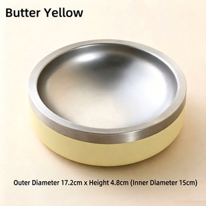 DF919 sus304 - Comedero para Mascotas de Acero Inoxidable Color Café con Leche, 17.2 cm de Diámetro Exterior, Plato de Alimentación Duradero de Doble Capa para Perros y Gatos - Product Image 3