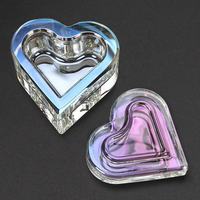 Vernis à ongles avec logo personnalisé, cristal clair, couvercle de tasse de lavage, poudre de stockage, acrylique liquide monomère, verre anti-éclaboussures en forme de coeur, plat dappen pour ongles