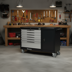 Gabinete de herramientas Fasano con 6 cajones, rodante, de acero, para taller, con puertas con cerradura y ruedas para uso en garaje. - Product Image 3