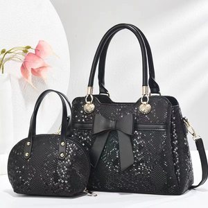Conjunto de <span class=keywords><strong>2</strong></span> piezas, bolso de hombro con lazo, novedad de 2025, bolsos de <span class=keywords><strong>mano</strong></span> con cremallera de estilo informal de gran capacidad para mujer, brillantes - Product Image 2