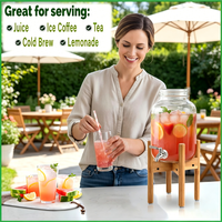 Support pour distributeur de boissons - Support réglable en bambou pour distributeurs compatibles d'eau, de boissons et de jus