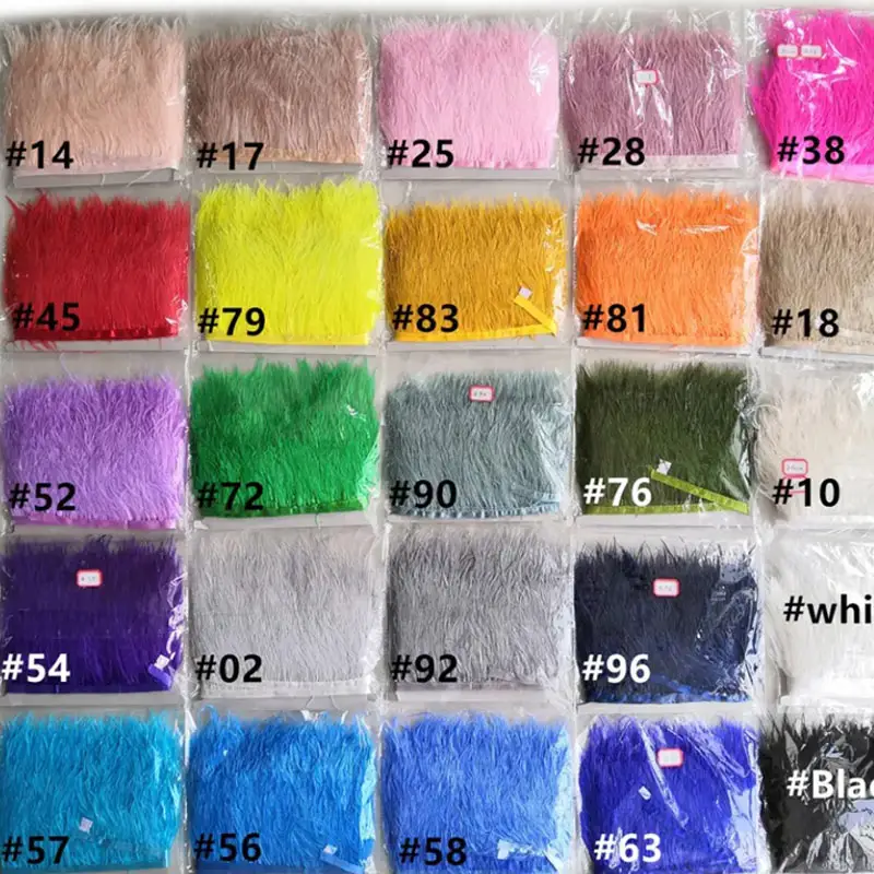 In stock dropshipping 8-10 cm White Cheap Factory Price Wholesale Dyed Real Decorations Dress Bags Ostrich Feather Fringe Trim