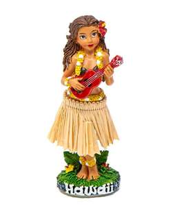 Nouvelle résine hawaïenne Hula fille avec ukulélé tableau de bord poupée secouant le corps Hula filles Figurine - Product Image 1