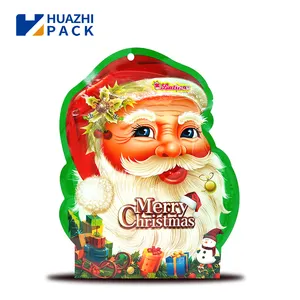 מחיר המפעל באיכות גבוהה למינציה חומר מיוחד צורה שקית חג המולד מתנה ממתקים צורה שקית אריזה
