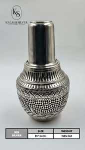 Pure Silver <b>Water</b> <b>Bottle</b> with Glass Traditional Floral Engraved Handcrafted Silver Drinkware for Daily Use and Gifting - Product Image 2