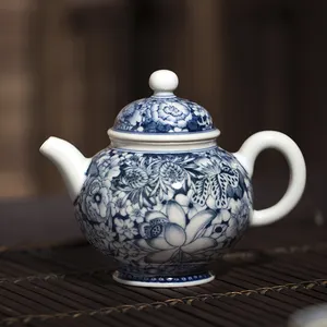 Household Daily Used Blue And White Porcelain Drinking Products China Ethnic Style Hand-Painted Design Tea Teapot Wholesale