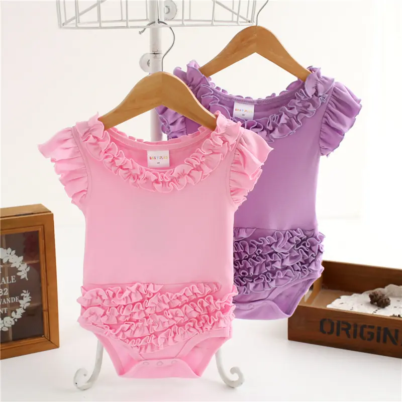 China Wholesale Market Toddler Clothing Summer Short Sleeve Newborn Baby Produced Ruffle Rompers
