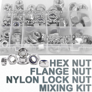 Kit d'écrous métriques en acier inoxydable et nylon pour applications minières, divers types - Product Image 5