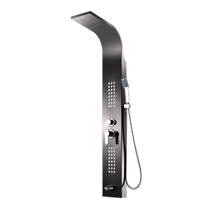 Colonna Doccia a Parete Idealex Nera Contemporanea <span class=keywords><strong>in</strong></span> Acciaio Inox con LED e Rubinetto <span class=keywords><strong>in</strong></span> <span class=keywords><strong>Ottone</strong></span> per <span class=keywords><strong>Bagno</strong></span> <span class=keywords><strong>in</strong></span> Super Offerta - Product Image 4