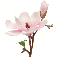 Bunga Magnolia Sutra Warna Krem Pink, Tangkai Magnolia Buatan, Bunga Pink Sentuhan Asli, Bunga Tangkai Panjang untuk Rumah, Kantor, Pernikahan