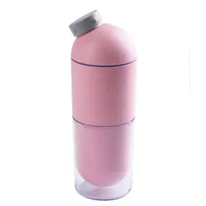 Produk desain baru laris botol air sedotan gandum plastik 500ml kapsul multifungsi lingkungan olahraga luar ruangan rumah