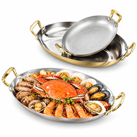 Plats de service ovales vintage en acier inoxydable, plateaux à fruits de mer, assiettes à salade pour hôtels, buffets, traiteurs, restaurants
