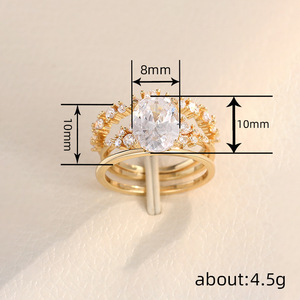 Set di Tre Anelli Impilabili con Zirconi Geometrici per Donne, Gioielli Eleganti e Scintillanti alla Moda - Product Image 4