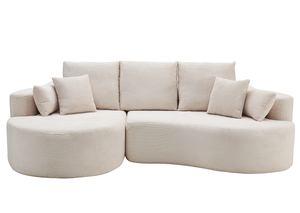 106 In. Ensemble de canapé sectionnel incurvé en tissu, 2 pièces, moderne et inclinable, avec chaise longue, pour villa, salon, chambre, appartement - Gris - Product Image 5