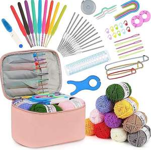 Kit de 62 Piezas de Herramientas de Crochet para Principiantes con Hilo, Estuche de Viaje Portátil con Ganchos - Product Image 1