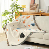 Housse de canapé jacquard personnalisée, design moderne, écologique, abstrait, color block, style bohème nordique, tapisserie décorative à franges