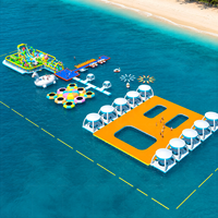 Plateforme de loisirs gonflable flottante et aire de jeux aquatique pour complexe hôtelier, location sur lac et projets personnalisés