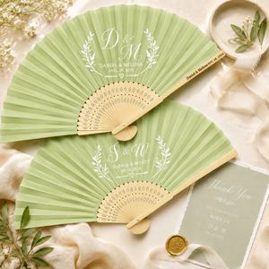 Luxury With Custom Logo Fabric Folding Hand <b>Fans</b> Wedding Welcome Gifts - Product Image 2