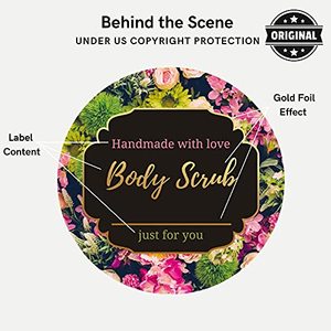 Recyclable 2-Inch Gold <b>Foil</b> Waterproof Stickers Small Plastic Body Scrub <b>Containers</b> with Lid for Sugar Scrub Packaging Labels - Product Image 3
