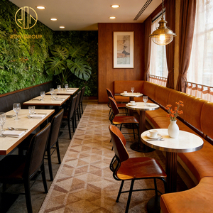 Conjunto de Muebles Modernos para Hotel, Sillas de Cuero en Forma de Media Luna, Mesa Redonda de Mármol para Cafetería o Restaurante - Product Image 4