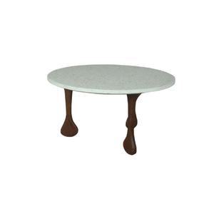 Muebles modernos para sala de estar, mesa de centro redonda con tapa de madera, patas de madera resistentes, convertible decorativo elegante portátil - Product Image 4