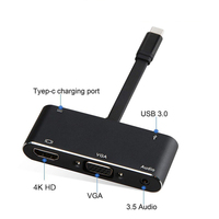 Convertisseur USB-C 5-en-1 pas cher : HDTV, VGA, USB 3.0, PD, Audio 3,5 mm pour Ordinateur Portable – Hub USB-C 4K