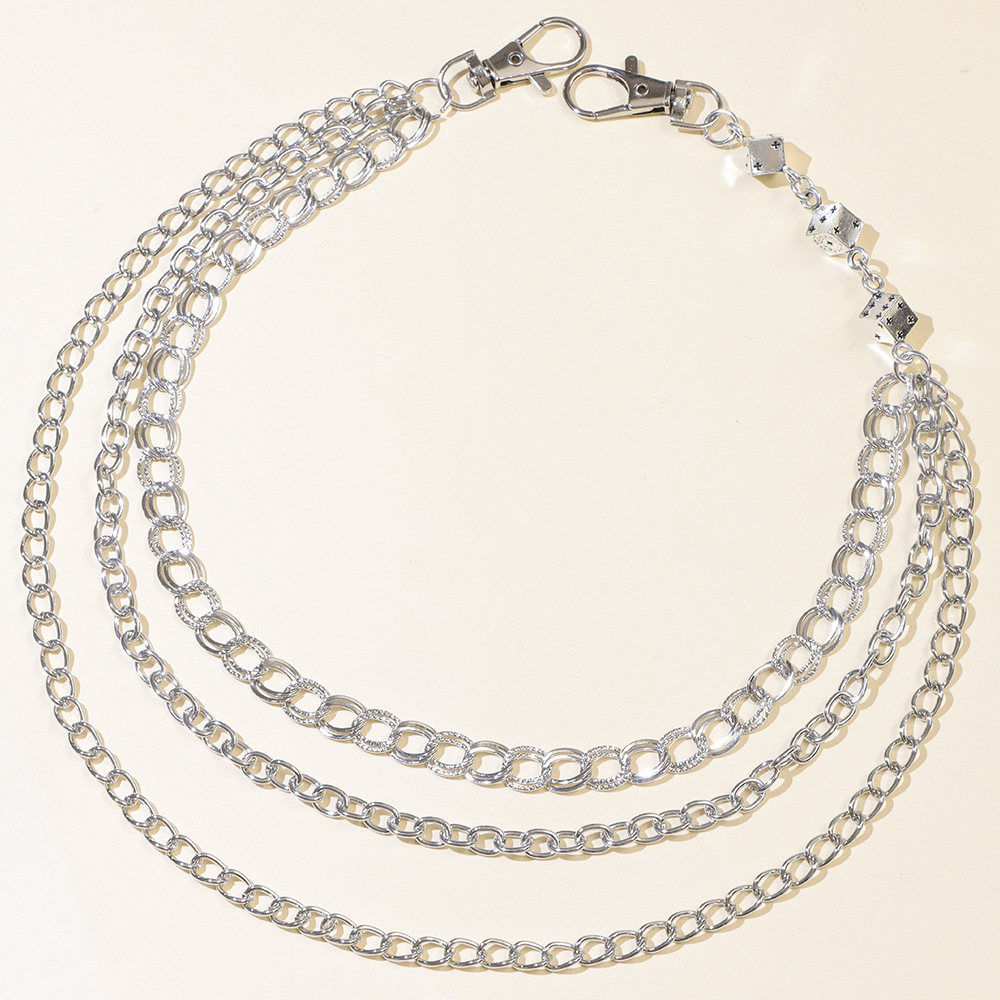 3-dice multi-layered embossed pants chain