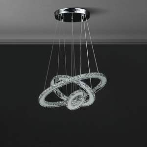 Lámpara Colgante DB Eira Triple Hoop de 11.8 Pulgadas, LED, Cristal, Control Remoto, Altura Ajustable, Lámpara de Araña Moderna, Iluminación Interior - Product Image 5