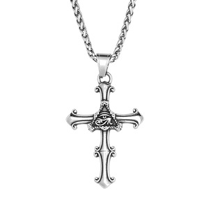 yunnique Horus God's Eye <b>Cross</b> Necklace Men Thai Silver Titanium Steel Pendant Retro Fashion Jewelry Gift - Product Image 5