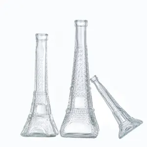 Garrafa de vidro vazia com tampa, garrafa de vidro vazia de 40ml, 205ml, 360m, com torre eiffel, formato de vodka, uísque, pote de doces, bom preço
