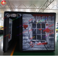 Maison hantée gonflable personnalisée de 11x3m, labyrinthe d'Halloween, jeu de rôle unisexe, fabriqué en Oxford, souffleur d'air, terrains de jeux