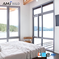 Ventana Abatible de Aluminio Negro con Vidrio Low-E de Ahorro Energético para Residencias y Hoteles