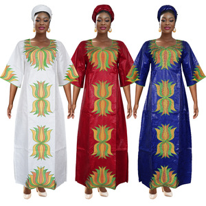 <span class=keywords><strong>Robe</strong></span> Dashiki Africaine Grande Taille pour Femme PROMISTAR, Broderie Polyester Col V, Strass, Imprimé <span class=keywords><strong>Wax</strong></span> Africain <span class=keywords><strong>Bazin</strong></span> Riche - Product Image 1