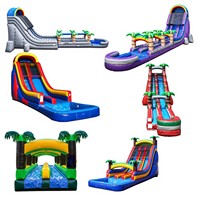 Prix d'usine EN14960 PVC 18 pieds Toboggan gonflable monopiste en gros avec tunnel et piscine à balles