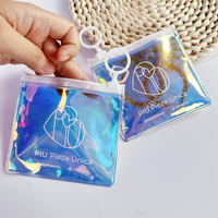 Mini sac en plastique irisé pour bijoux avec impression personnalisée petits sacs d'emballage holographique pochette à paillettes sac à fermeture éclair mignon