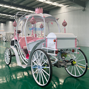 Carroza de Princesa Clásica Blanca Eléctrica Mini de Fabricación China, Estilo Cenicienta, con Caballos, para Bodas, en Venta - Product Image 3