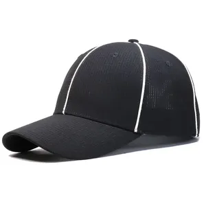 Benutzer definiertes Logo High Profile Plain Black Fitted Baseball Cap Schiedsrichter hut